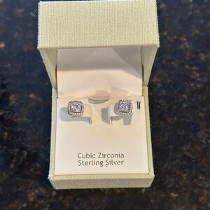 Nanette Lepore Sterling Silver Cubic Zirconia Earrings in a Gift Box NEW